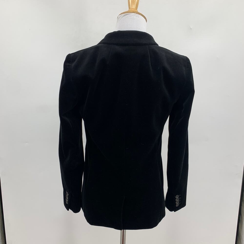 J Crew Blazer Womens 00 Black Parke Velvet Shoulder Pads Tailored Stripe Lining - Picture 5 of 11